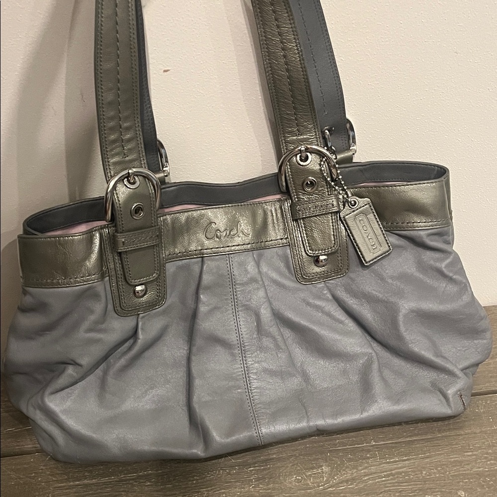 Authentic Coach Gray Leather Tote Bag